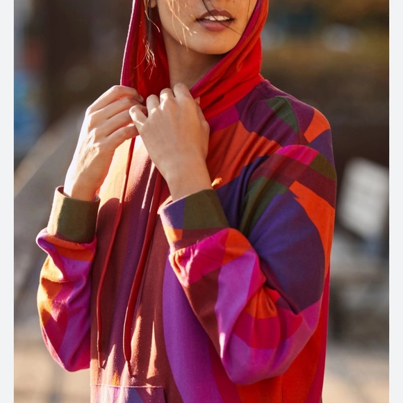 Farm Rio for Anthropologie Banana Gradient Vibrant Color Hoodie Size M - Picture 1 of 10